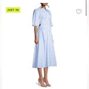Bardot Striped Cut-Out Midi Shirtdress